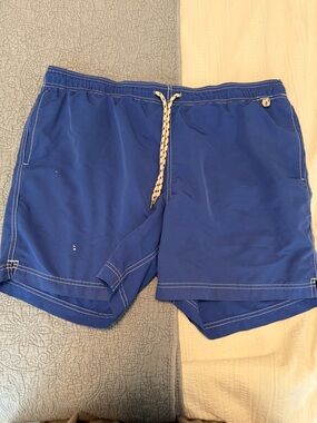 Lands' End Royal Blue Men's Swim Trunks with Contrast Drawstring